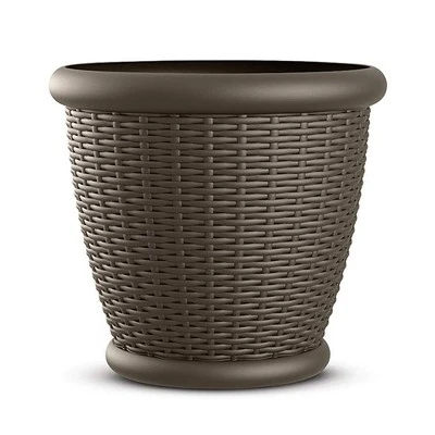 Suncast Willow 18-Inch Diameter Durable And Lightweight Decorative Wicker Patio Planter Pot With Drillable Drain Holes, Java (2 Pack) 1 Suncast Willow 18-Inch Diameter Durable And Lightweight Decorative Wicker Patio Planter Pot With Drillable Drain Holes, Java (2 Pack)
