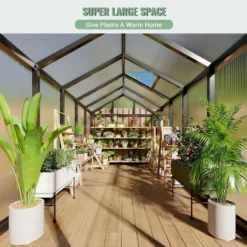 GustoWave Walk-In Polycarbonate Greenhouse With Aluminum Frame, Black. -OUTSUNNY Sale Store GUEST d1168808 5082 4cf8 886b 75330b1d3676