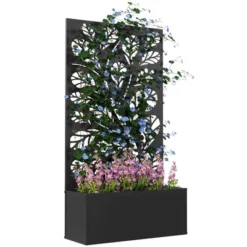 Outsunny Metal Raised Garden Bed With Trellis, Freestanding Or Wall Mounted Raised Flower Bed With Privacy Panel For Garden, Patio, Balcony -OUTSUNNY Sale Store GUEST d1d0155d 6d32 45a3 8048 395478ee47ac