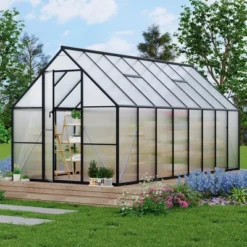 Aluminum-Framed Polycarbonate Greenhouse, Heavy Duty, With Quick Setup Structure And Roof Vent, Large Enhanced Aluminum GreenhouseKit For Outdoors -OUTSUNNY Sale Store GUEST d365afcf 800b 465b 9087 8ffc8446548f