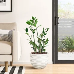 LuxenHome White MgO 11.6-Inch H Waves Round Planter -OUTSUNNY Sale Store GUEST d47348c6 cb66 4956 8577 5e7283611479