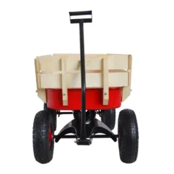 Outdoor Sport Wagon Tools Cart Wooden Side Panels Air Tires Wagon (red) -OUTSUNNY Sale Store GUEST d4b24454 6330 4cc5 a9c1 7f45580c2ced