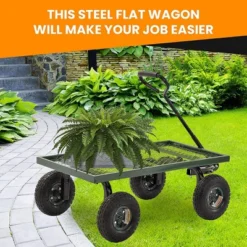 Juggernaut Carts GW3820-GR Heavy Duty Steel Frame 1000 Pound Load Capacity Outdoor Utility Garden Wagon With Pneumatic Tires, Green Finish -OUTSUNNY Sale Store GUEST d5b31d2a ec07 4804 a916 015ff91a3474