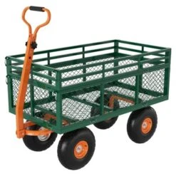 Steel Garden Cart With 10" Wheels, Wagon Cart, Removable Sides, 180° Handle For Lawn, Farm, Outdoor -OUTSUNNY Sale Store GUEST d7340a75 2ef3 4617 ae3d 9dada7645483