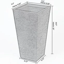 LuxenHome Gray MgO Tall Tapered Square Planter -OUTSUNNY Sale Store GUEST d74ba089 cd1d 418c 9fd1 92cb0c4f3656