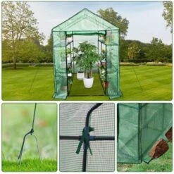 Walk-in Greenhouse With Roll-Up Zipper Door 57 X 57 X 76 Portable 3-Tier 6-Shelf Steel Frame Greenhouse For Indoor Outdoor Garden Patio, Green -OUTSUNNY Sale Store GUEST d9e86992 600b 4451 aa53 cecd73c96184