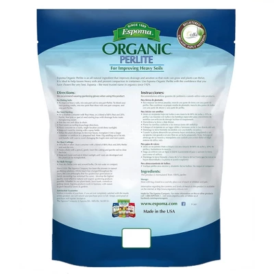 Espoma Organic Perlite, For Improving Heavy Soils For Organic Gardening, Helps Loosen And Aerate Heavy Soils, Prevent Compaction, 8qt 1 Espoma Organic Perlite, For Improving Heavy Soils For Organic Gardening, Helps Loosen And Aerate Heavy Soils, Prevent Compaction, 8qt