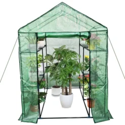 Walk-in Greenhouse With Roll-Up Zipper Door 57 X 57 X 76 Portable 3-Tier 6-Shelf Steel Frame Greenhouse For Indoor Outdoor Garden Patio, Green -OUTSUNNY Sale Store GUEST dab56a78 33f1 4a15 a977 856da33c5ef9