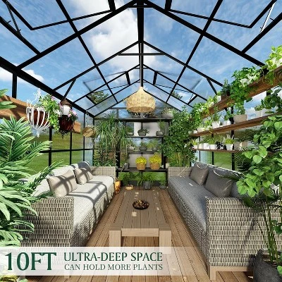 AMERLIFE Polycarbonate Greenhouse, Aluminum Frame With Vents, Rain Gutter 2 AMERLIFE Polycarbonate Greenhouse, Aluminum Frame With Vents, Rain Gutter - Image 2