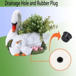 LuxenHome White Resin Swan Family Planter -OUTSUNNY Sale Store GUEST dc8503c5 194d 405e 8d1d 0d152b92e860