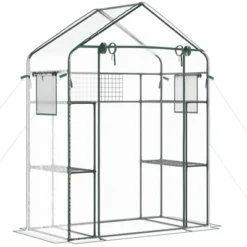 Outsunny 56" X 29" X 77" Walk-in Greenhouse Kit, Portable Green House With 3 Tier Shleves, Roll-Up Door, PE Cover For Backyard Garden -OUTSUNNY Sale Store GUEST dd3d2089 7e16 42ab 9fa3 39555b50956a