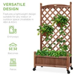 Best Choice Products 48in Mobile Wood Planter Box & Diamond Lattice Trellis, W/ Drainage Holes, Optional Wheels - Walnut 10 Best Choice Products 48in Mobile Wood Planter Box & Diamond Lattice Trellis, W/ Drainage Holes, Optional Wheels - Walnut -OUTSUNNY Sale Store GUEST dda944c9 0904 4d71 8bd8 615ba8102259