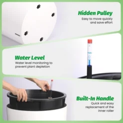 Round Planter Set Of 2, Self Watering Pots For Indoor Plants, Large Flower Pot Outdoor With Built-in Drainage And A Water Level Monitor -OUTSUNNY Sale Store GUEST ddd29bc6 a8c2 4f6f 84de 3594e3161c4c