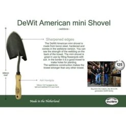 DeWit Mini American Welldone Shovel – Virtually Unbendable, Heavy-Duty Garden Tool, 13.5”L