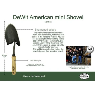 DeWit Mini American Welldone Shovel – Virtually Unbendable, Heavy-Duty Garden Tool, 13.5”L 1 DeWit Mini American Welldone Shovel – Virtually Unbendable, Heavy-Duty Garden Tool, 13.5”L
