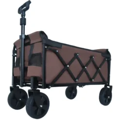 Expandable Dual-Layer Utility Wagon With 100% Extra Space - Grocery CartSupports 225lbs, Brown