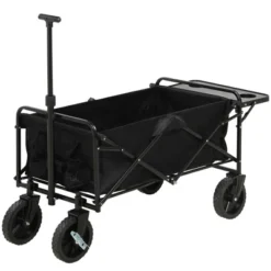 Outsunny Collapsible Wagon, Graden Carts With Wheels, Adjustable Handle, Folding Table And Cup Holders, Black -OUTSUNNY Sale Store GUEST e20270dc 11e0 44fc bf30 9d5e8bcd0496