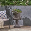 29" Planter Adonis Lightweight Concrete Patio Urn Gray - Christopher Knight Home: Pedestal, Decorative, Roman Design