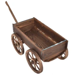 Costway Wood Wagon Flower Planter Pot Stand W/Wheels Home Garden Outdoor Decor -OUTSUNNY Sale Store GUEST e3b8a2ff b6e4 4ee0 b69b 95b1517990ce