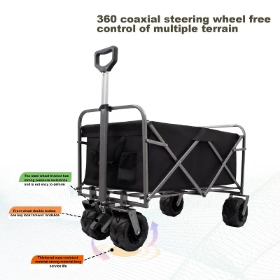 Folding Wagon, Heavy Duty Utility Beach Wagon Cart For Sand 3 Folding Wagon, Heavy Duty Utility Beach Wagon Cart For Sand - Image 3