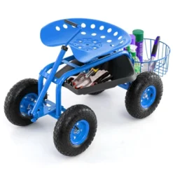 Tangkula Rolling Garden Cart Scooter W/ Adjustable Seat Storage Basket Tray Blue -OUTSUNNY Sale Store GUEST e529a8c6 bda1 469d afe0 85c1c3842975