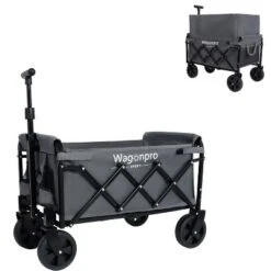 Expandable Dual-Layer Utility Wagon With 100% Extra Space - Grocery CartGray