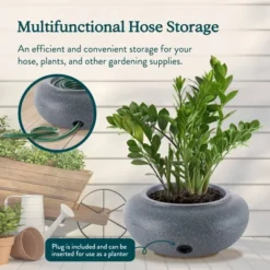 HC Companies Versatile 21 Inch Round Natural Decorative Plastic Outdoor Garden Hose Storage Pot With Side Hole, Granite (3 Pack) -OUTSUNNY Sale Store GUEST e687be19 9abf 4444 a3ed ad008b6db897