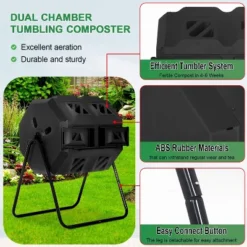 BestMassage Compost Bin 43 Gallion Outdoor Compost Tumbler For Garden Patio -OUTSUNNY Sale Store GUEST e6f318a8 2a11 408b b941 20f2eda66bb1