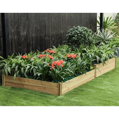 LuxenHome All Wood Two Sections Outdoor Raised Garden Bed Brown 2 LuxenHome All Wood Two Sections Outdoor Raised Garden Bed Brown - Image 2