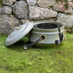 Steel Sedona Hose Pot With Lid - Green - Good Directions -OUTSUNNY Sale Store GUEST e9a5349a 32db 4b45 9300 670a01597f97