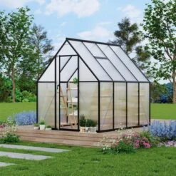 Aluminum-Framed Polycarbonate Greenhouse, Heavy Duty, With Quick Setup Structure And Roof Vent, Large Enhanced Aluminum GreenhouseKit For Outdoors -OUTSUNNY Sale Store GUEST eb7d19a2 450c 4576 82cd 0ac56f61cc07