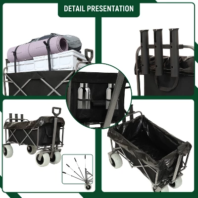Fishing Cart W/ Rod Holders ,Beach Wagon With Big Wheels For Sand 500lbs Capacity - All Terrain Steel Frame Utility Cart W/ 9" Pneumatic Tires, Strap 5 Fishing Cart W/ Rod Holders ,Beach Wagon With Big Wheels For Sand 500lbs Capacity - All Terrain Steel Frame Utility Cart W/ 9" Pneumatic Tires, Strap - Image 5