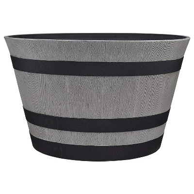 Southern Patio HDR-055457 Resin Whiskey Barrel Indoor Outdoor Garden Planter Pot For Vegetables, Trees, Plants, And Flowers, Gray (2 Pack) 1 Southern Patio HDR-055457 Resin Whiskey Barrel Indoor Outdoor Garden Planter Pot For Vegetables, Trees, Plants, And Flowers, Gray (2 Pack)