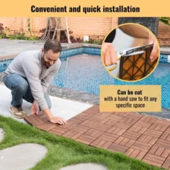 20 PCS Interlocking Deck Tiles Checker Pattern, 12" X 12" Square Light Gray Acacia Hardwood Outdoor Flooring -OUTSUNNY Sale Store GUEST f032c8bc d58d 4316 93b7 c5b112244c05