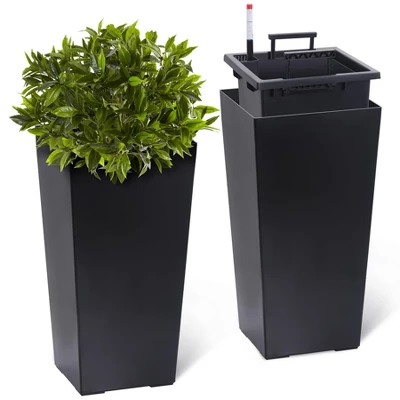 22" Tall Planters Set Of 2, Outdoor&Indoor High Front Porch Planter Pots With Drainage Holes&Water Level Monitor&Inner Bucket, Automatic Watering 8 22" Tall Planters Set Of 2, Outdoor&Indoor High Front Porch Planter Pots With Drainage Holes&Water Level Monitor&Inner Bucket, Automatic Watering - Image 8