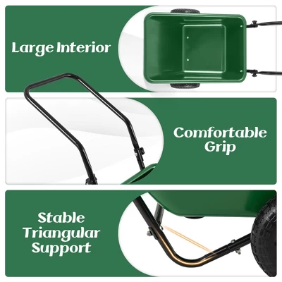 Tangkula Dual-Wheel Wheelbarrow W/ Pneumatic Tires 330 LBS Load Capacity 21 Gal Volume 7 Tangkula Dual-Wheel Wheelbarrow W/ Pneumatic Tires 330 LBS Load Capacity 21 Gal Volume - Image 7