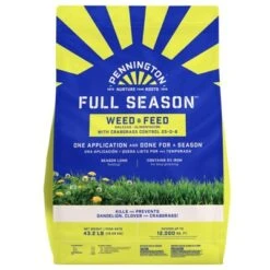Pennington Full Season Weed & Feed Lawn Fertilizer For Multiple Grass Types 12000 Sq Ft