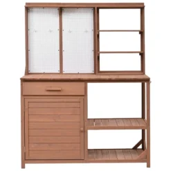 Outdoor Potting Bench, Garden Workstation For Planting, Potting Bench With Shelves And Adjustable Storage, Wood Potting Bench-Coolbibila -OUTSUNNY Sale Store GUEST f423fed8 66e0 4d50 93d3 1e95bad66d15