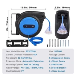 VEVOR Retractable Extension Cord Reel, 80 FT, Heavy Duty 12AWG/3C SJTOW Retractable Power Cord With Lighted Triple Tap Outlet, Black -OUTSUNNY Sale Store GUEST f4a675bb d688 4842 a47d f6c90a2685f8