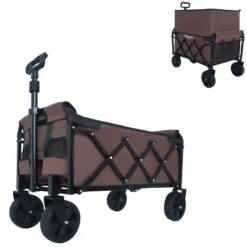 Expandable Dual-Layer Utility Wagon With 100% Extra Space - Grocery CartSupports 225lbs, Brown -OUTSUNNY Sale Store GUEST f573bd5c d896 4f62 b793 33777d96ca2f