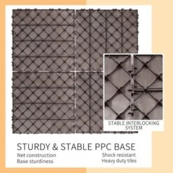 Plastic Interlocking Deck Tiles, 12.00"x12.00" (Pack Of 44). Patio, Outdoor Waterproof, All-weather For Garden -OUTSUNNY Sale Store GUEST f5aeef80 5e1e 4bfc a817 d5609c5cbc8d