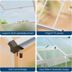 Acekool 6x10FT Aluminum Greenhouse - Polycarbonate Panels, Roof Vent & Sliding Door For Outdoor Gardening 18 Acekool 6x10FT Aluminum Greenhouse - Polycarbonate Panels, Roof Vent & Sliding Door For Outdoor Gardening -OUTSUNNY Sale Store GUEST f605c9a9 1cc2 4e6d bf09 bc4a90185081