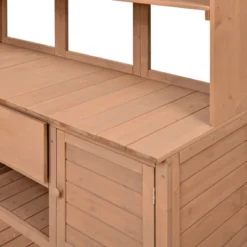 50”W Garden Potting Bench Table, Outdoor Patio Workstation With Hutch, Drawer And Adjustable Shelves, Fir Wood Frame, Brown/White/Natural-ModernLuxe -OUTSUNNY Sale Store GUEST f60fc564 5897 407e 95a5 6aa3f7a7d0e4