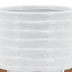 6" Ceramic Planter On Stand White Stripe - Sagebrook Home -OUTSUNNY Sale Store GUEST f69c6ca8 750d 4fd5 9864 7cc4180b17a6