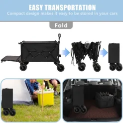 Foldable Wagon With Extended Tailgate, Extra Long Extender Wagon Cart,Beach Wagon Cart Heavy Duty 480LBS With Large All-Terrain Beach Wheels -OUTSUNNY Sale Store GUEST f75067e6 e07b 4552 aa6f 9d99913183f8