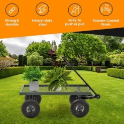 Juggernaut Carts GW3820-GR Heavy Duty Steel Frame 1000 Pound Load Capacity Outdoor Utility Garden Wagon With Pneumatic Tires, Green Finish -OUTSUNNY Sale Store GUEST f90aba2c bec1 4d70 8ecb ea470b424e5a