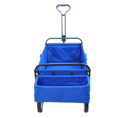 Folding Wagon Garden Shopping Beach Cart (Blue Colour) 4 Folding Wagon Garden Shopping Beach Cart (Blue Colour) - Image 4
