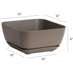 Novelty Majestic Garden Plastic Indoor/Outdoor Square Planter Pot, Taupe, 12in -OUTSUNNY Sale Store GUEST fa0bcae3 629a 4b19 a6da 39bc8b96b12a