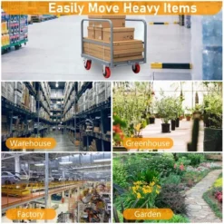 ORRD Heavy Duty Steel Panel Truck - 2000lbs Capacity, 36"x24", 6" Swivel Brake Casters, 3 Handrails