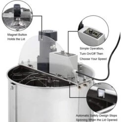 VINGLI Upgraded Electric 4 Frame Honey Extractor, Stainless Steel Honeycomb Spinner Drum With Adjustable Height Stands -OUTSUNNY Sale Store GUEST fa55399c b4c3 4f6e 9e03 39270007bf4b